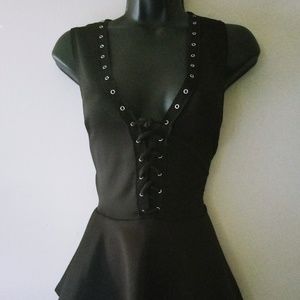 Black Womens String Up Blouse Size Medium